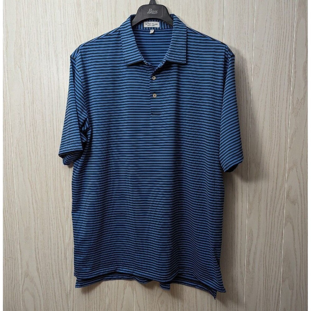 Peter Millar Summer Comfort Golf Polo Mens Blue/Black Striped Shirt XXL 2XL